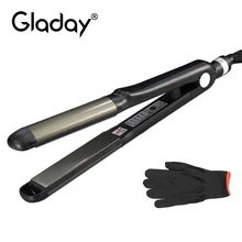 Gladay 1 дюймов Многофункциональные бигуди для волос/выпрямитель-2 в 1 плоское железо и щипцы для завивки с сумкой для перчаток