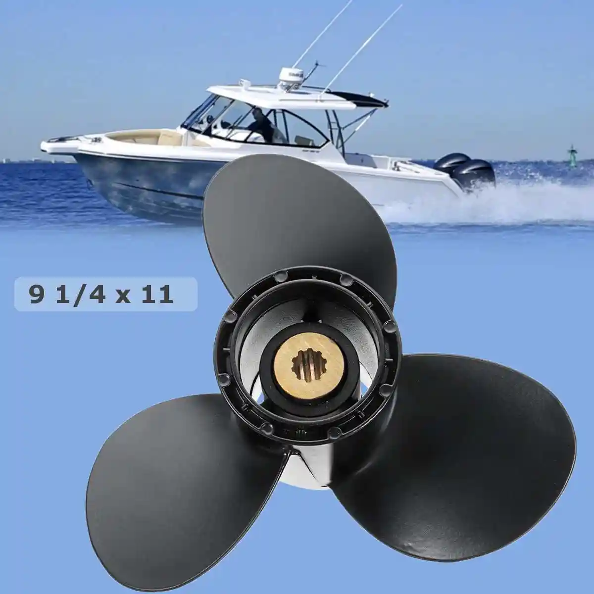 9 1/4 x 11 Aluminum Boat Outboard Propeller for Suzuki 9.9 15HP 58100