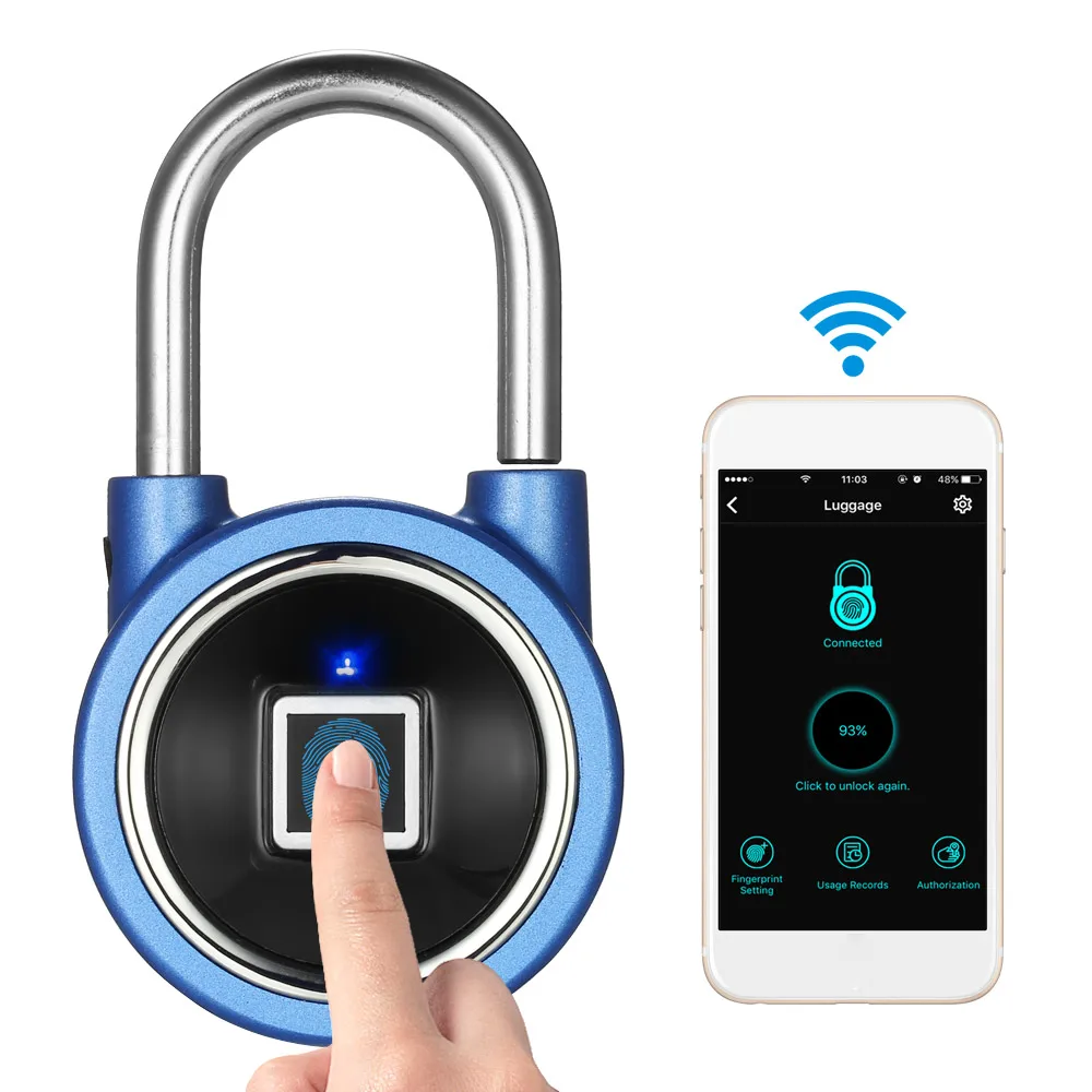 

Smart BT Fingerprint Keyless Lock USB Rechargeable APP Unlock Anti-Theft Padlock Door Luggage Case Lock for Android iOS System