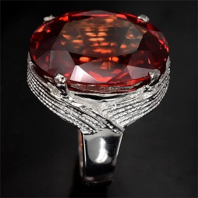 S925 Серебряное кольцо с гусиным яйцевидным драгоценным камнем для мужчин и женщин, обручальное ювелирное изделие Красного рубинового цвета с бриллиантами Bizuteria, кольца анильос