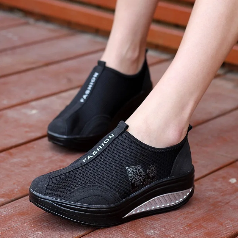 

Fashion Shoes Women Mesh Flat Shoes Sneakers Platform Shoes Women Loafers Breathable Air Mesh Swing Wedges Shoe Breathable Flats
