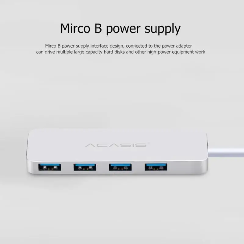 Acasis HS 080 USB Hub Алюминий сплав 4 Порты и разъёмы 3 0 Splitter Адаптер Для iMac MacBook Air usb3.0 ПК