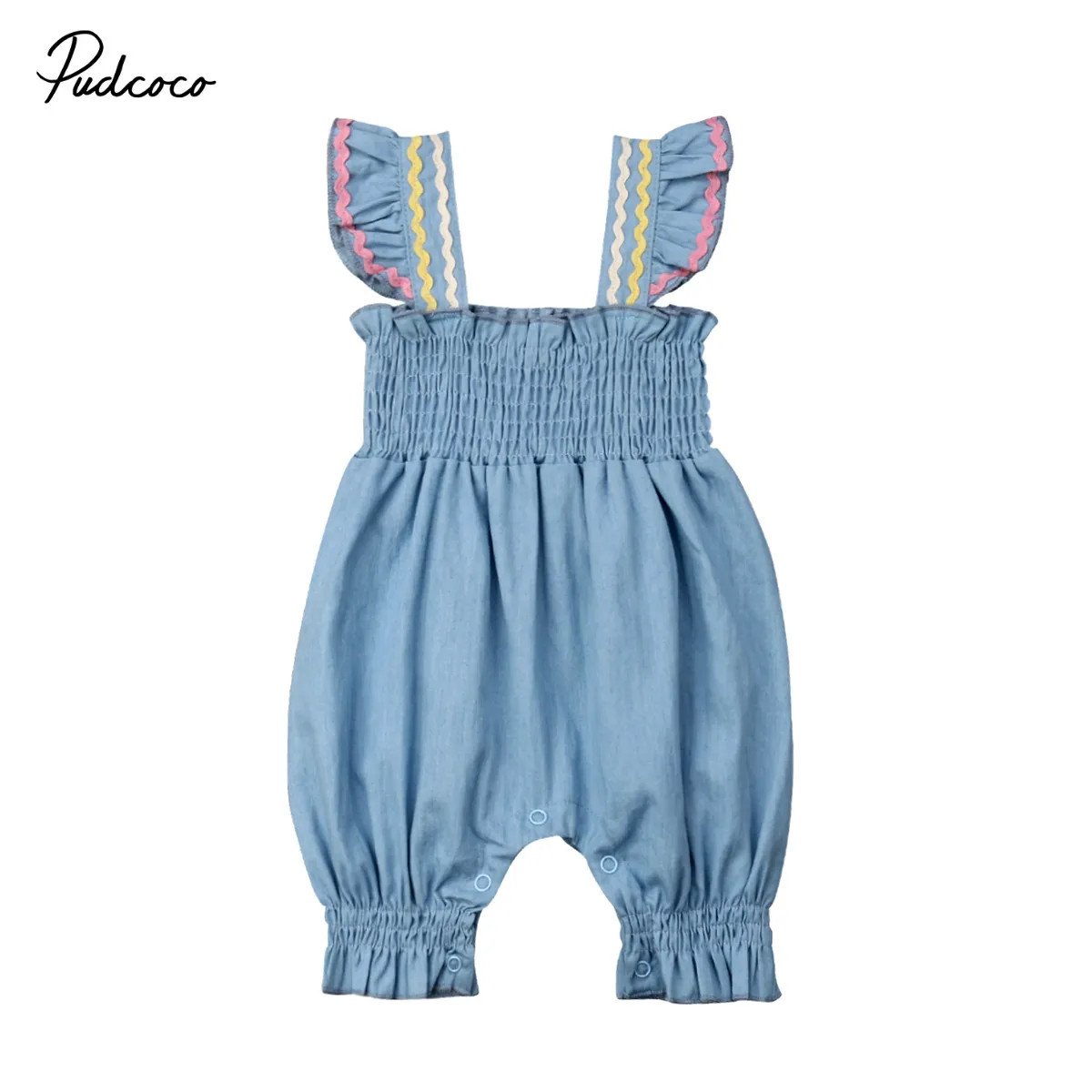 

Cute Baby Girls Ruffle Overalls Pants Romper Blue Jumpsuit Outfit for Newborn Baby Girl Infant Children Clothes Kid Clothing