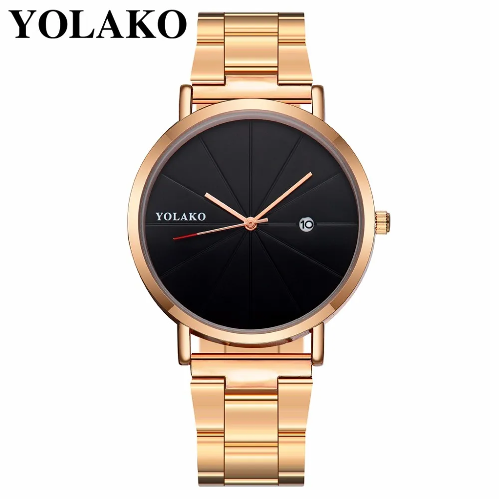 

YOLAKO Brand Fashion Women Rose Gold Stainless Steel Watch With Calendar Luxury Ladies Analog Quartz Watch Relogio Feminino