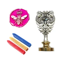 Индивидуальная восковая печать комплект печатей Милая Пчелка с queen насекомых Металл Дракон ручка Подарочный винный набор посылка Свадебные Приглашения печать штамп