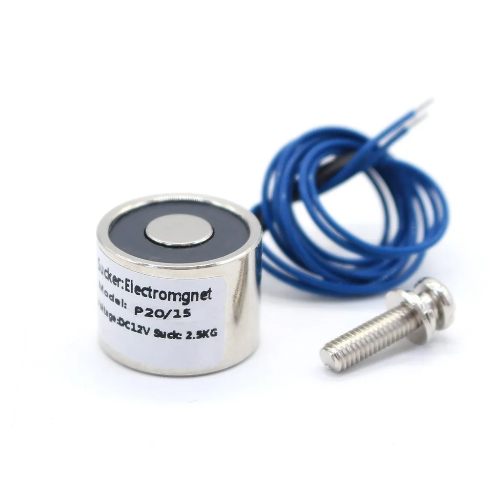 

20*15mm Suction 2.5KG 25N DC 5V/12V/24V Mini solenoid electromagnet electric Lifting electro magnet strong holder cup DIY 12 v