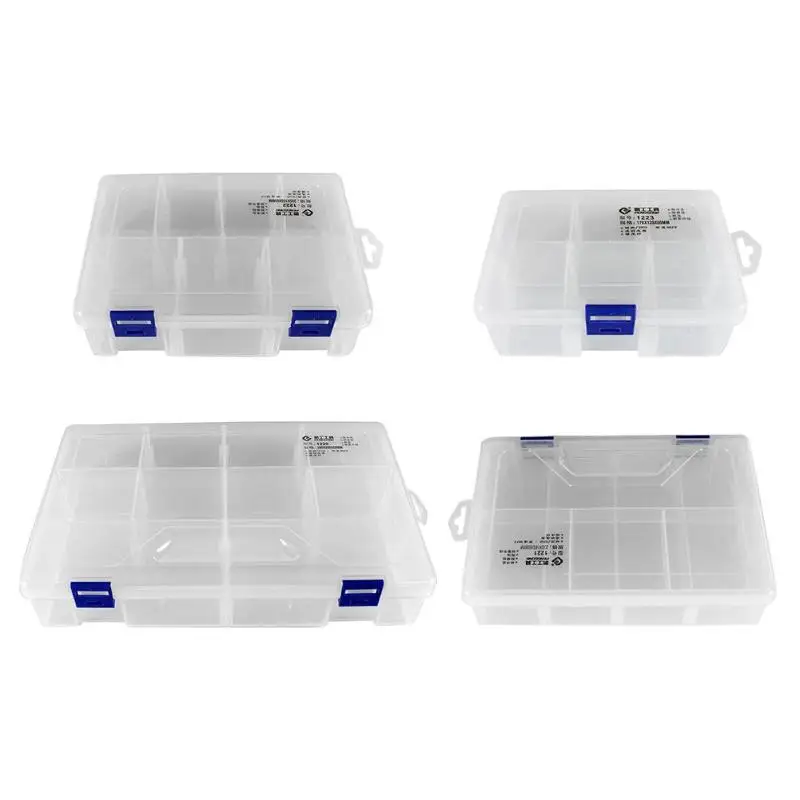 Caja de almacenamiento de plástico transparente de múltiples rejillas para caja de herramientas de joyería de componentes pequeños organizador de pastillas de cuentas para uñas