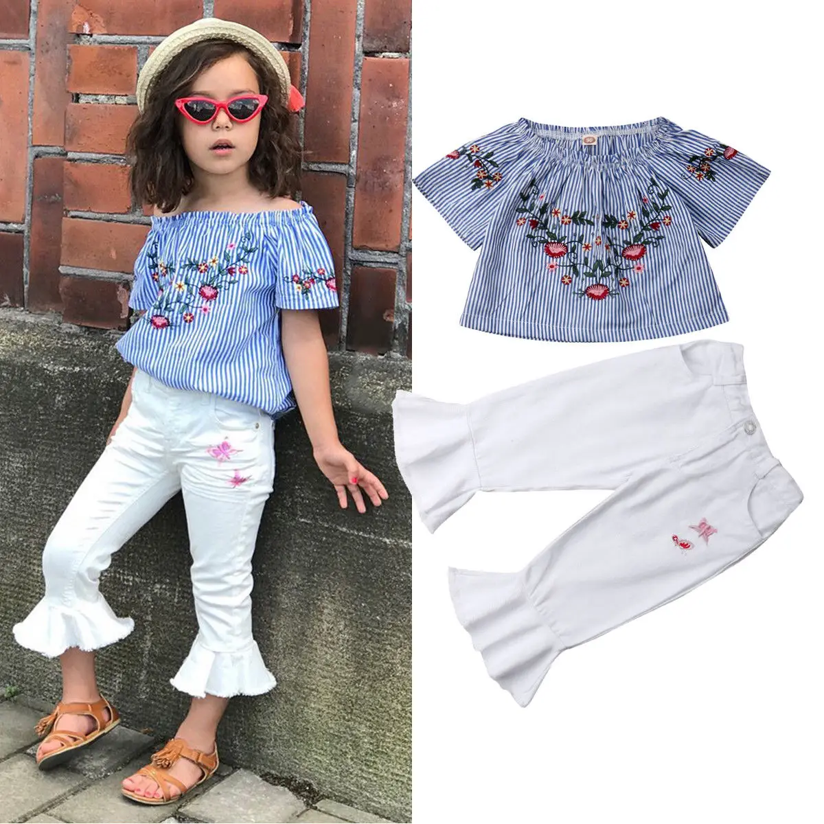 

Pudcoco Girl Set 2Y-7Y Casual Toddler Baby Girls Floral Tops T-shirt+Trousers Pants Outfits Clothes USA