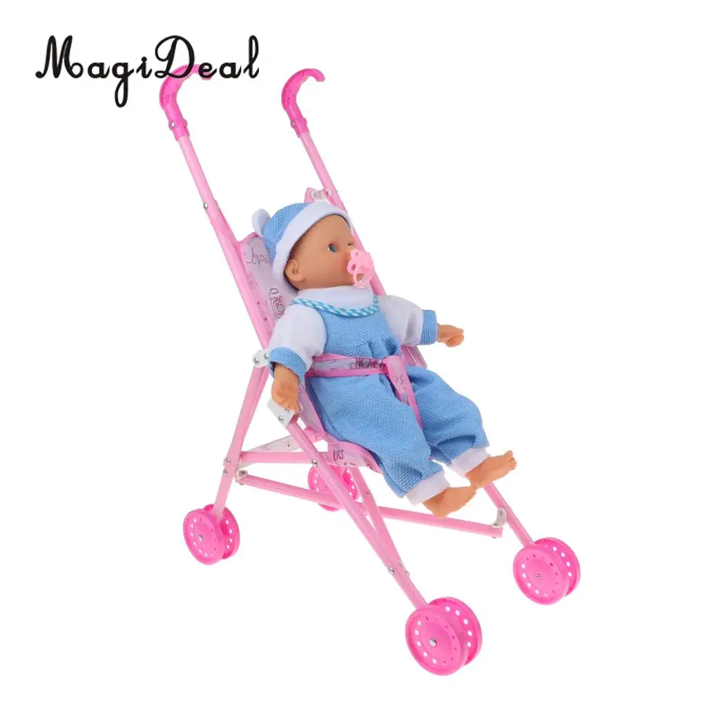Mini Pushchair Stroller Foldable Baby Doll Trolley With Swivel Wheels