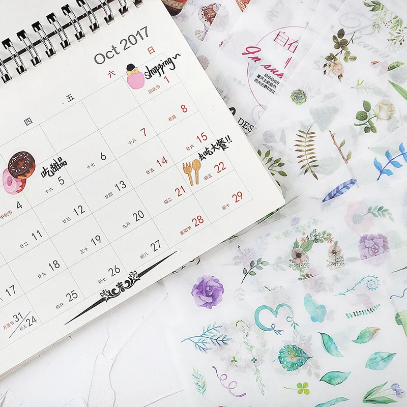 

6Pcs Cute Flower Stickers Stationery Sticker Kawaii Dessert Adhesive Stickers For Kid DIY Decoration Diary Scrapbooking Supplies