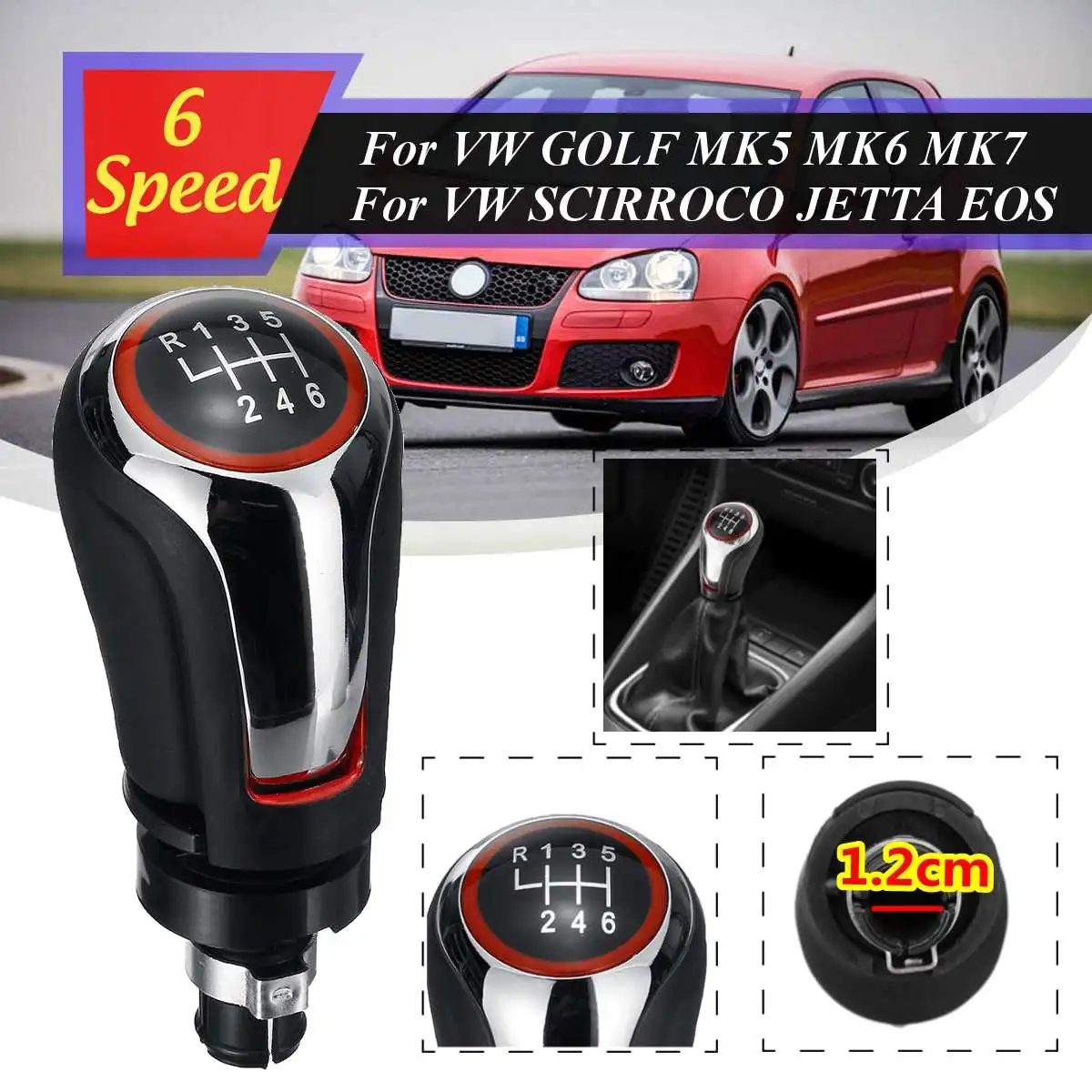 6 Speed Manual Gear Shift Knob For VW GOLF MK5 03 09 MK6 08 12 MK7 SCIRROCO JETTA EOS Lever