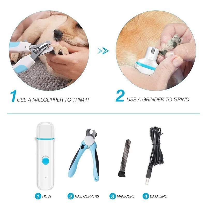 Benepaw Ultra-quiet Electric Pet Dog Nail Grinder Set Safe Dog Nail Clippers Cutter File Grooming Pedicure USB Rechargeable