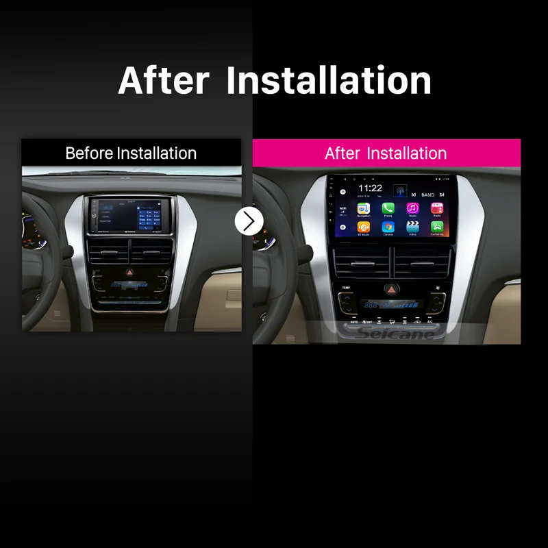 Flash Deal Seicane Stereo 9" HD Android 8.1 Auto Radio GPS 2Din Navi for Toyota Vios 2018 Auto Air Conditioner Touchscreen WIFI Bluetooth 5