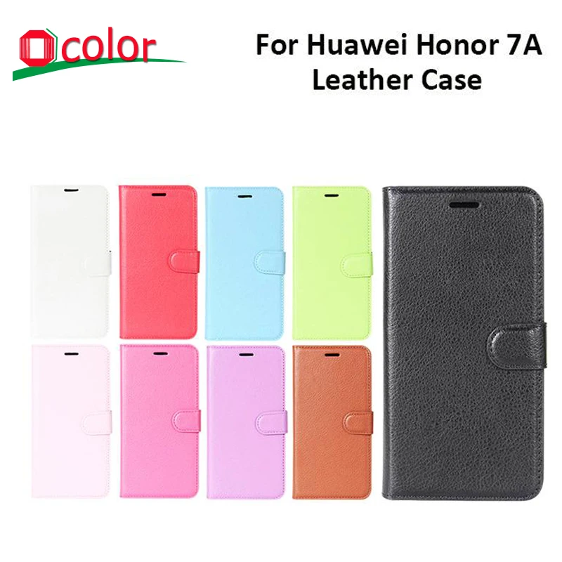 

ocolor For Huawei Honor 7A PU Leather Slip-resistant Flip Wallet Case With Card Pocket For Huawei Honor 7A Phone Cover