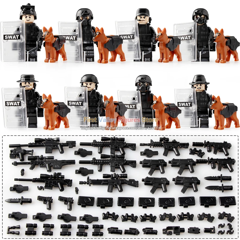 

Single Sale LEGOing Military Series Special Forces Building Blocks Modern Police Set Models with Weapon Children Toys KF6067