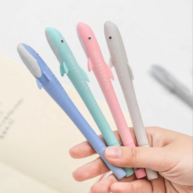 

Ellen Brook 1 Pieces Cartoon Dolphin Kawaii Fish School Office Stationery Gel Pen Handles Creative Cute Gift Supplies Gift