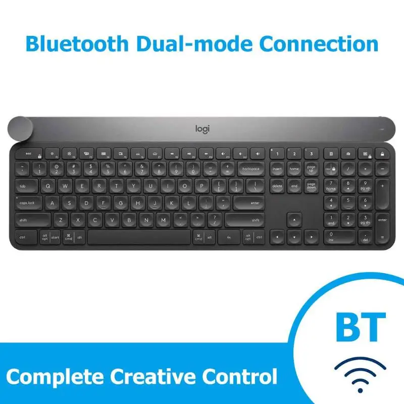

Logitech Craft Office Wireless Keyboard w/ Creative Input Dial Control Knob Multi-device Bluetooth Smart Home/Office Keyboard