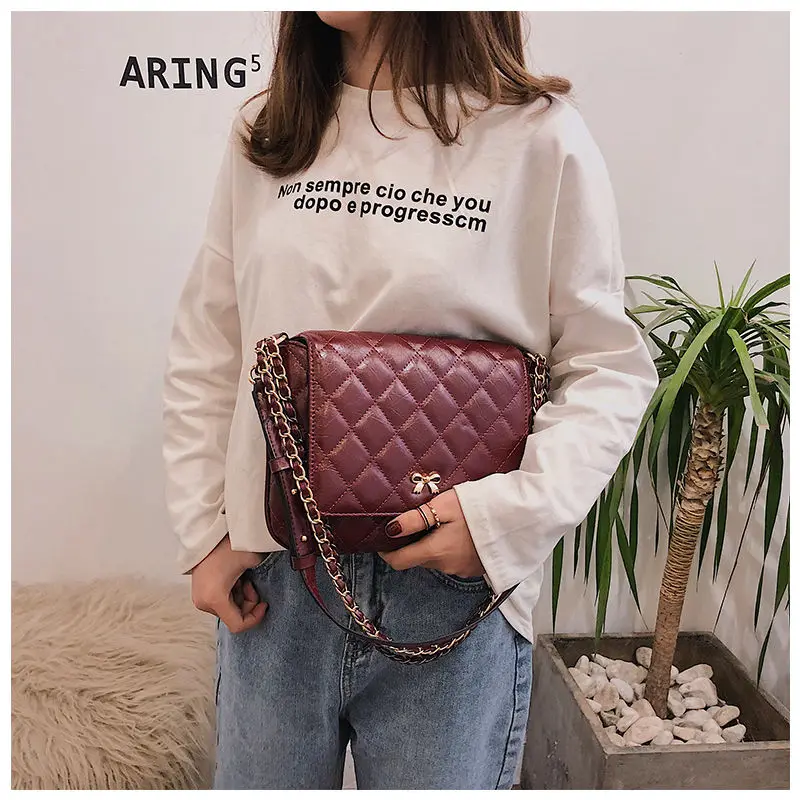 

MARFUNY Fashion Chains Shoulder Bags Women Soft PU Leather Diamond Plaid Handbags Elegant Ladies Crossbody Messenger Bags Bolsa
