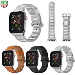 Новые Натуральная кожа Бамбук Стиль часы ремешок для Apple Watch Series 4 3 2 1 iWatch ремешки браслеты 38-40-42-44mm