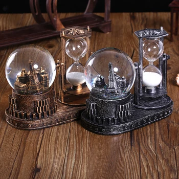 

Creative Tower Miniature Hourglass Flashing Crystal Ball Student Birthday Gifts Home Table Decoration Retro Hourglass Figurines