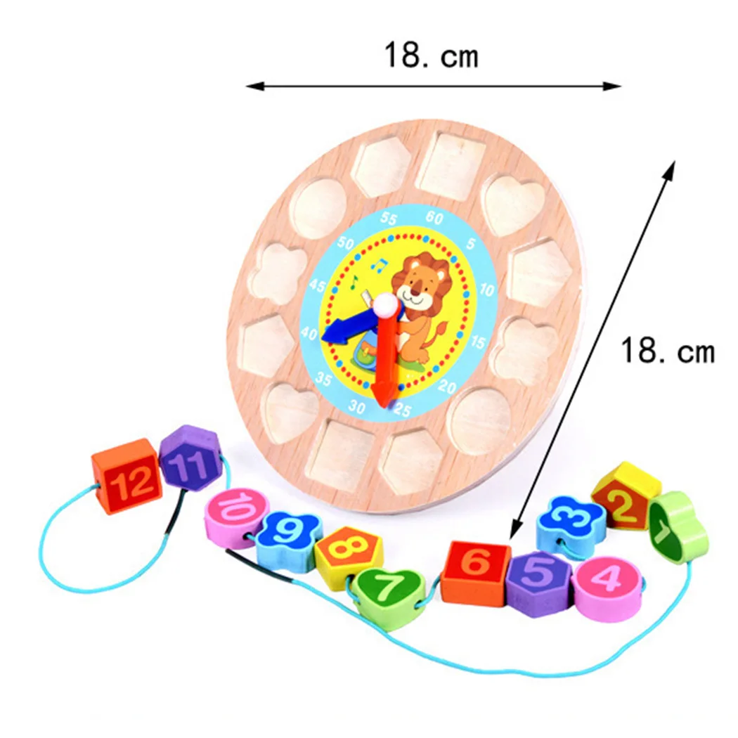 Дети обучающая игрушка деревянные геометрические часы блок головоломка мультфильм шаблон резьбы цифровые часы геометрические раннее образование