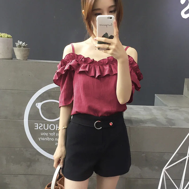 Повседневное Cami Top Для женщин блузка 2019 Летние повседневные женские с открытыми