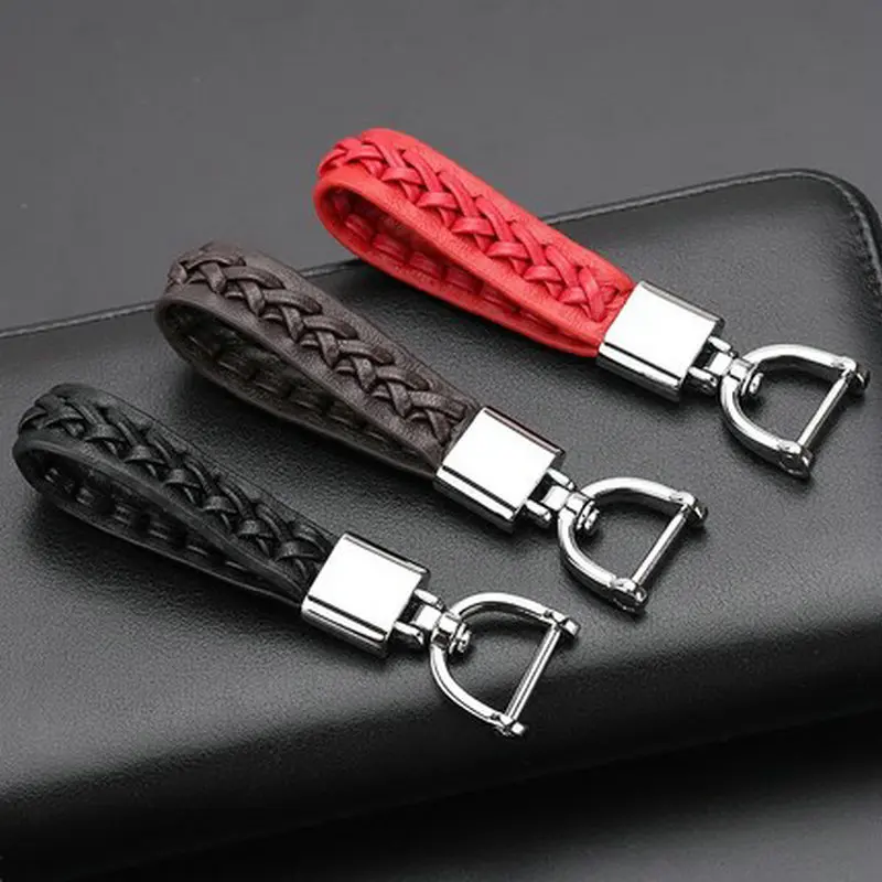 

Fashion metal and leather car keychain key ring for Volkswagen Honda Toyota Kia BMW Audi Mercedes keychain braided rope