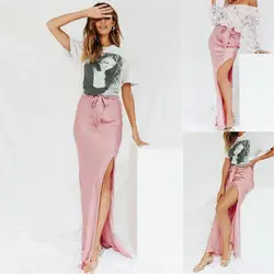 2019 новые модные пикантные женские длинные юбки разрез сбоку юбка длинная Макси