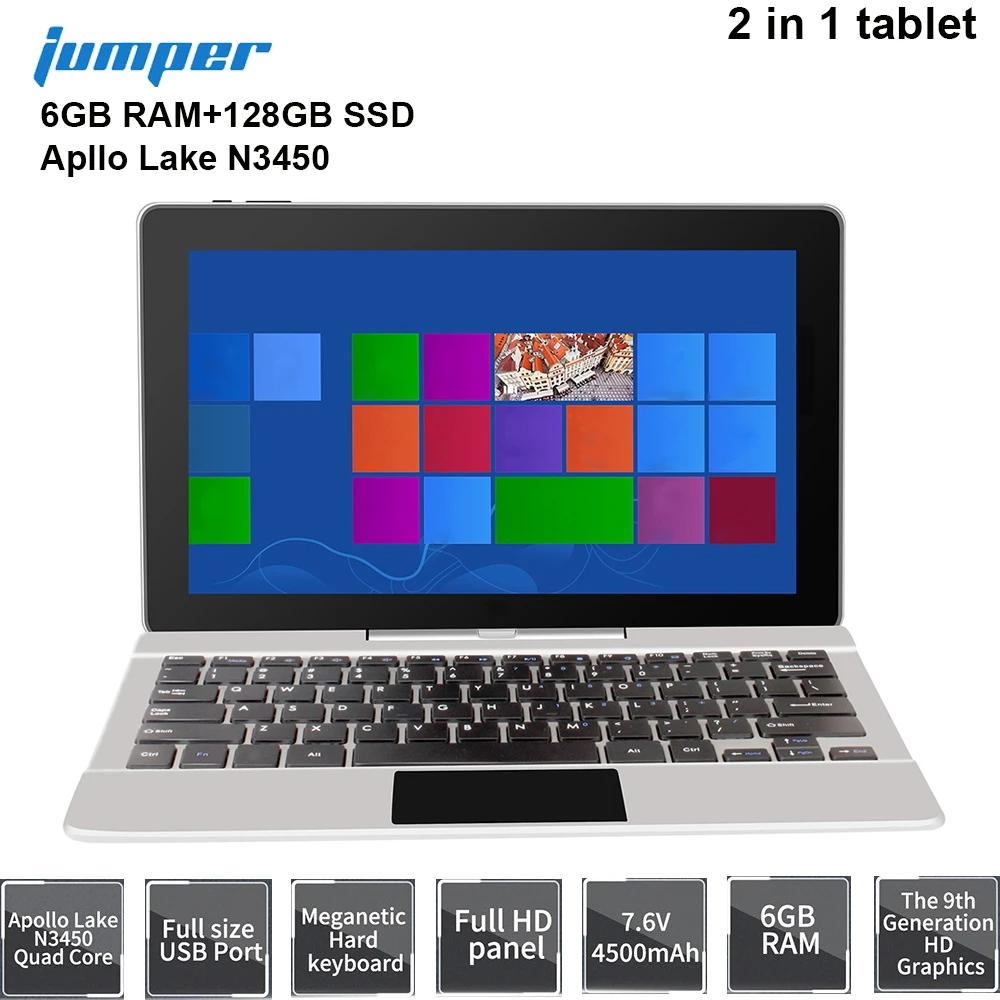 

Jumper EZpad 6/6s Pro Laptop 2 In 1 Tablet PC 11.6'' Windows 10 Intel Apollo Lake N3450 6GB 64G/128GB Notebook With Keyboard