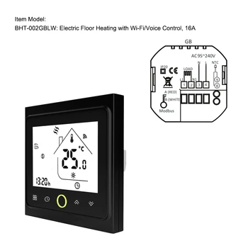 

BHT-002GBLW Home WiFi Digital Temperature Controller Thermostat for Gas Boiler Home Control Thermoregulator for Warm Room