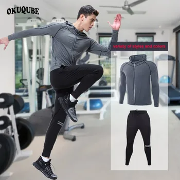 

Tracksuits Sportswear Men Autumn Winter Pro Training Suit Long Sleeve Sweatshirt +Sweatpants Hoodie Sports Suit Male Running Set
