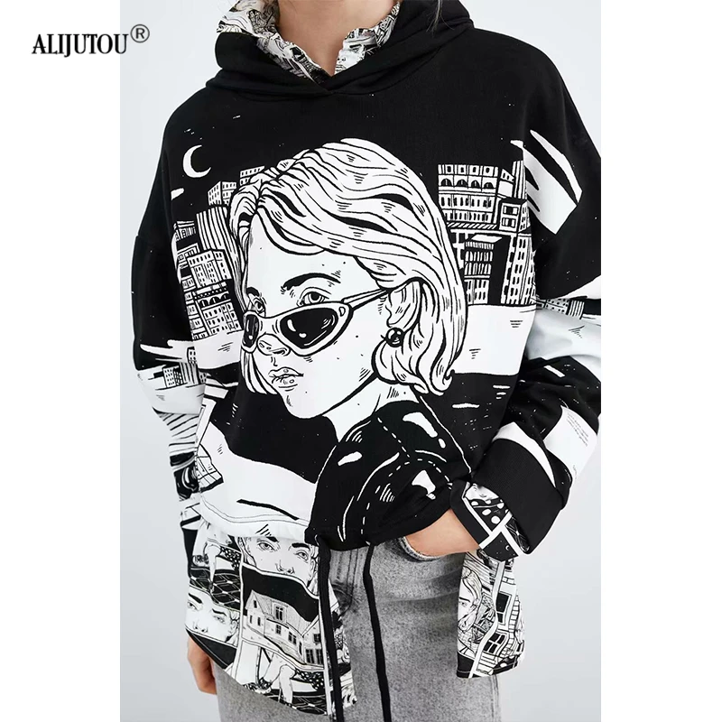 Zaraing spring Sweatshirts For Women 2019 Art Collection Short Long Sleeve Printing Hoodies Clothing Feminina Loose Pullover