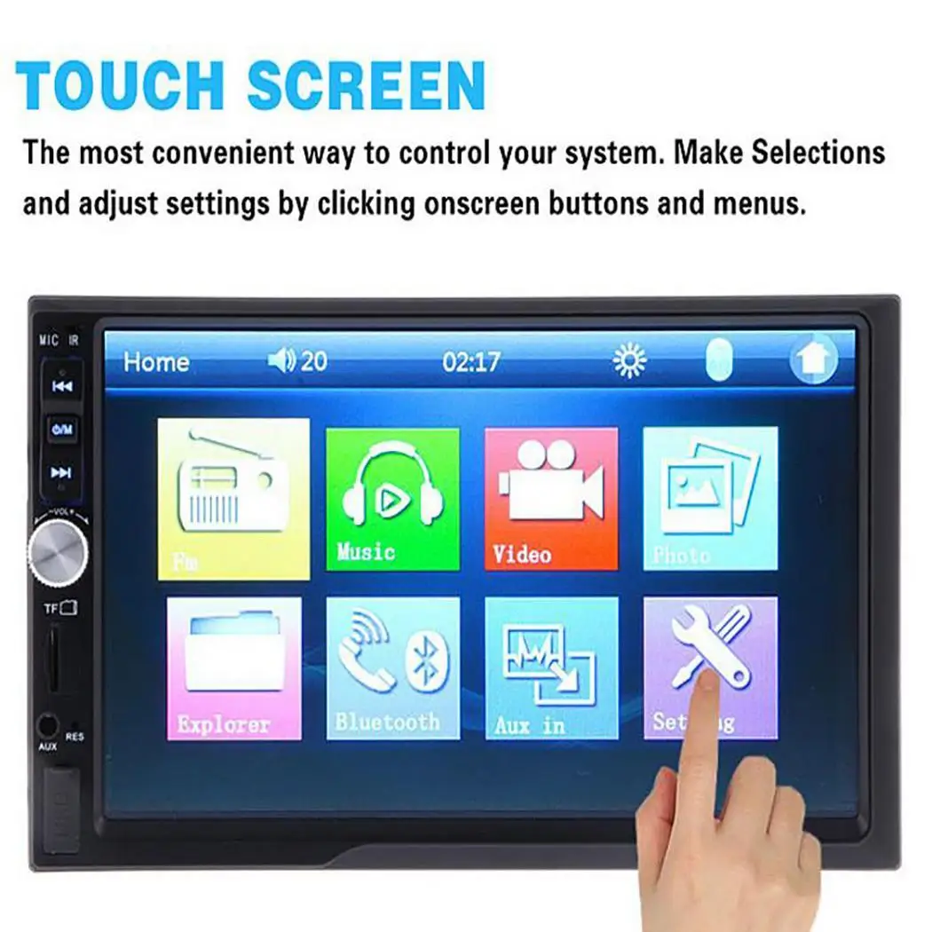 

7inch 2 Din Car Radio Bluetooth Auto Car Stereo MP5 Player Touch Screen Car Video Multimedia Player with TF USB FM Audio Camera