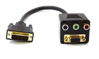 

30cm DVI-I to VGA +RCA DVI 24+5 Male to VGA 3*RCA RGB AV Connection Female Splitter Converter Cable 100pcs