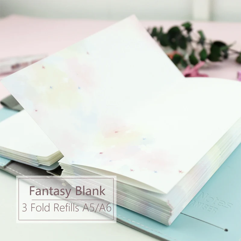 

MyPretties Fantasy Blank Refill Papers A5 A6 Three Fold Filler Papers for 6 Hole Binder Organizer Notebook Papers for Planner