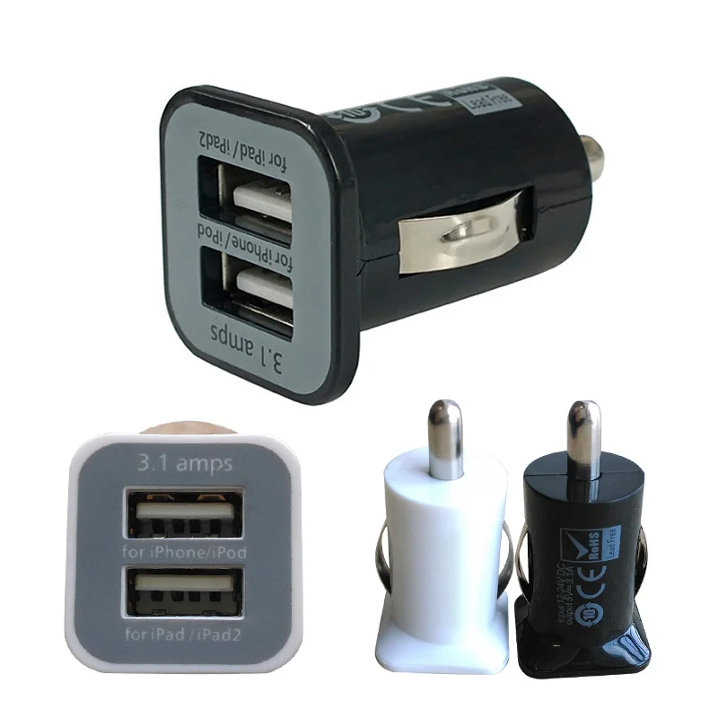 

2-Port USB Charger Universal Dual USB Car Charger Adapter Bullet 5V 2.1A + 1A for iPhone Smart Phones On Vehicle Charging #7