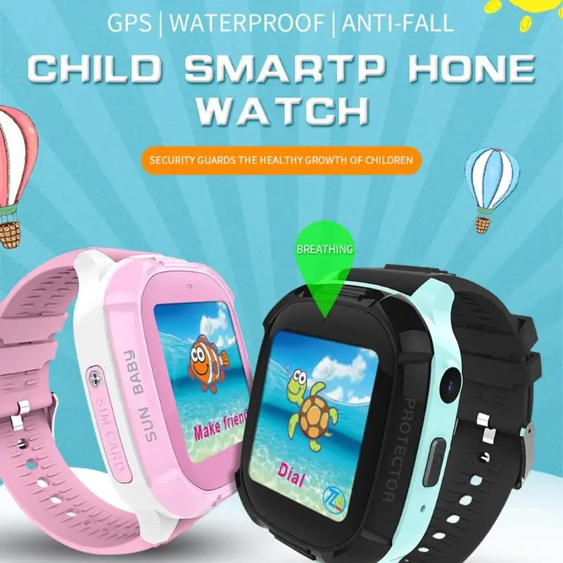 Children Protect Watch 1.4 inch Touch Screen 0.3MP Children Smart Watch IP67 Waterproof GPS Tracker SOS Wristband with SIM Card