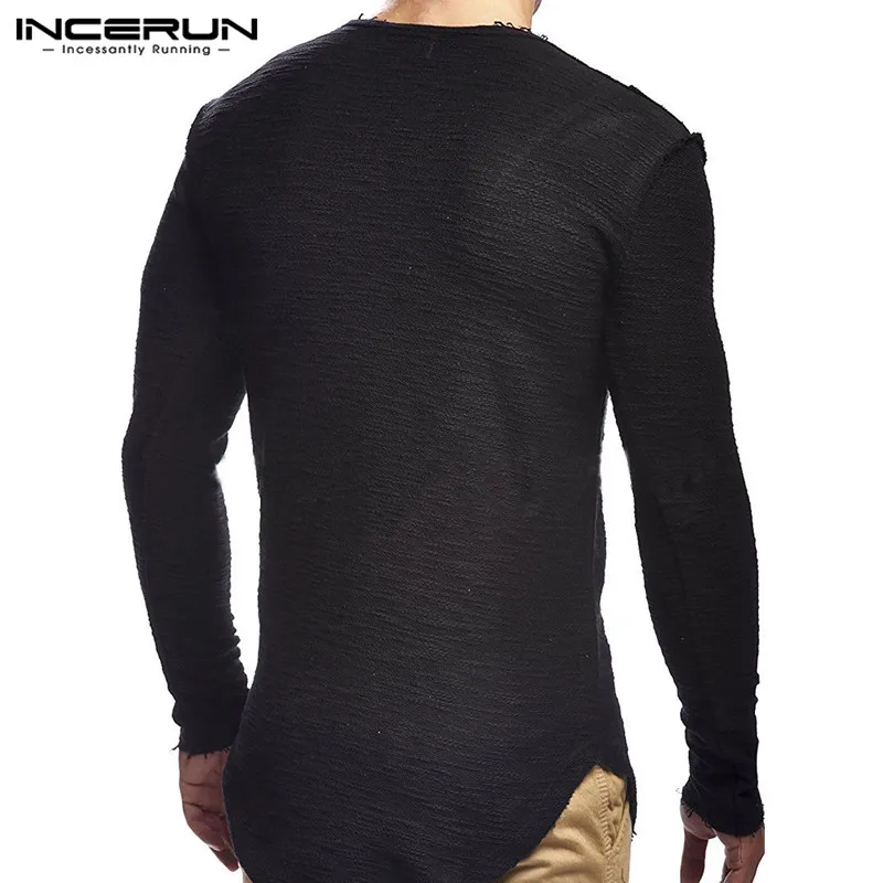 Comfortable Extend HipHop Men T Shirt Long Sleeve Basic Solid O-Neck Patchwork Loose Gyms Muscle Shirts Tee Male Clothing