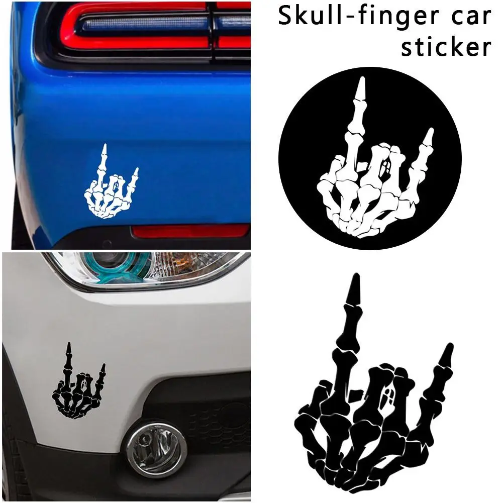 

Car Sticker Personalized Skull Finger Shape Notebook Motorcycle Car Reflective Decorative Sticker Wholesale Purchasing 2 Color