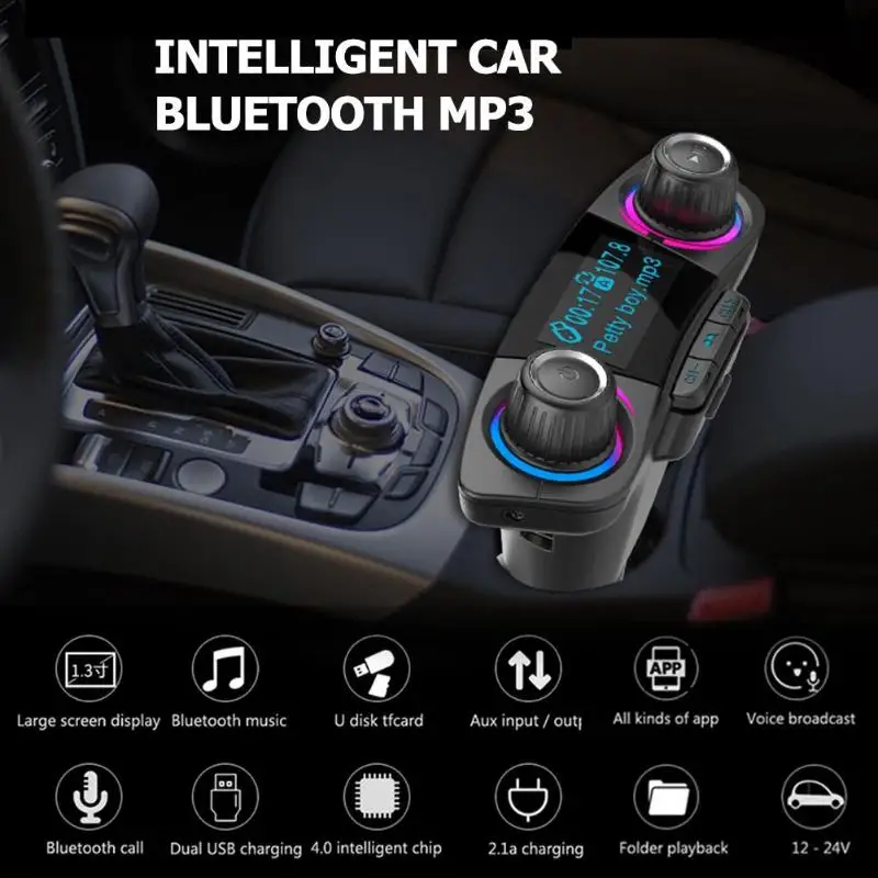 Беспроводной Bluetooth 4 0 Hands free автомобильный fm трансмиттер Dual USB Зарядное устройство