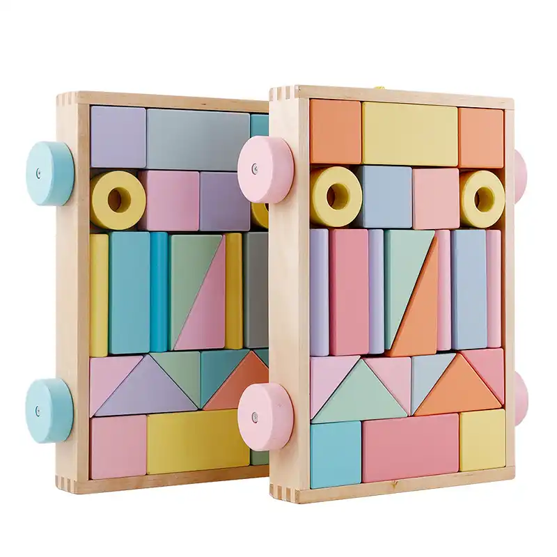 wooden blocks in trolley