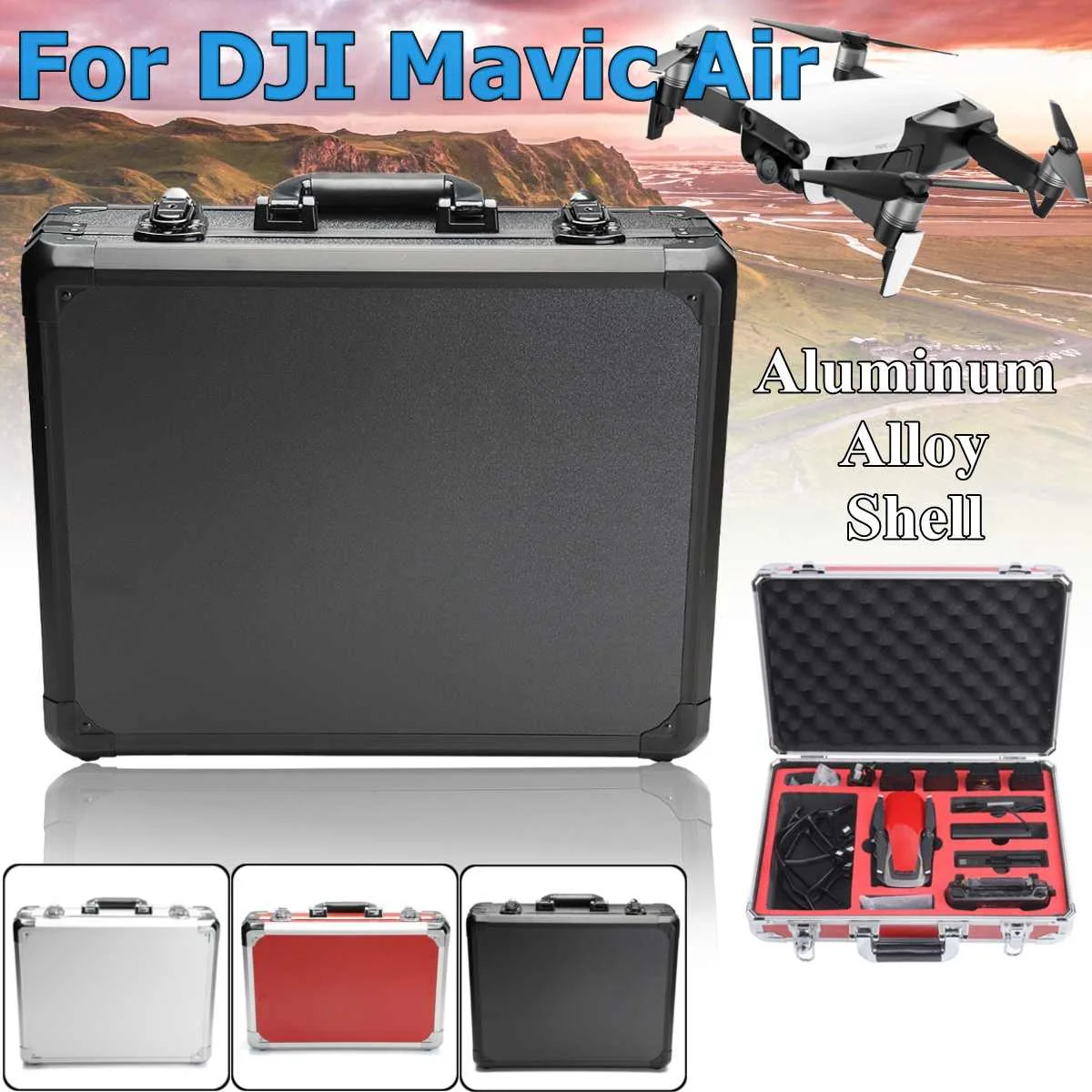 

a Black Silver Red colour Standard Type Carrying Case for DJI Mavic Air with large capacity light weight