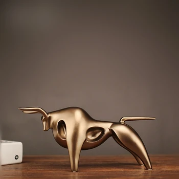 

2018 Hot Sale Mrzoot Modern Abstract Golden Calf Statue Resin Decoration Home Accessories Gift Geometric Taurus Sculpture Cra