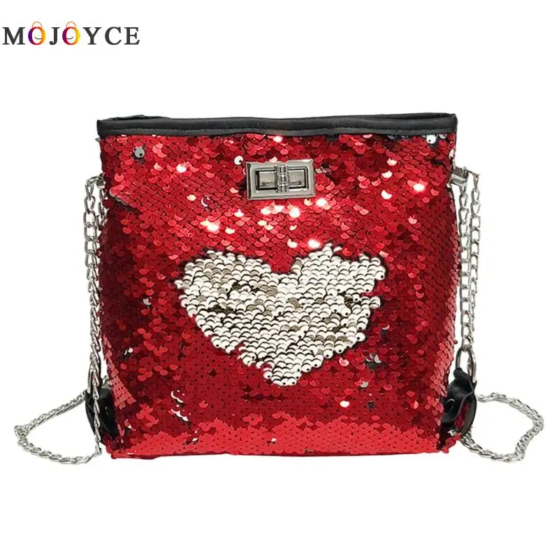 

Fashion Sequins PU Leather Crossbody Handbags Women Shiny Chain Satchel Shoulder Bags