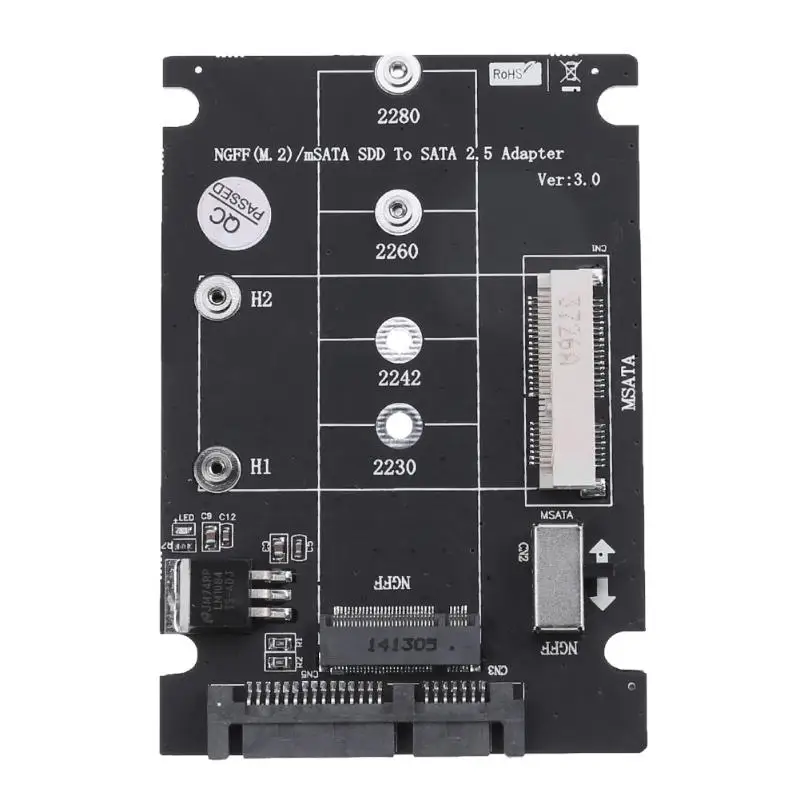 2 в 1 NGFF M.2 B+ M Ключ Mini PCI-E или mSATA SSD SATA III адаптер карты для полный msata SSD/2230/2242/2260/22x80 M2