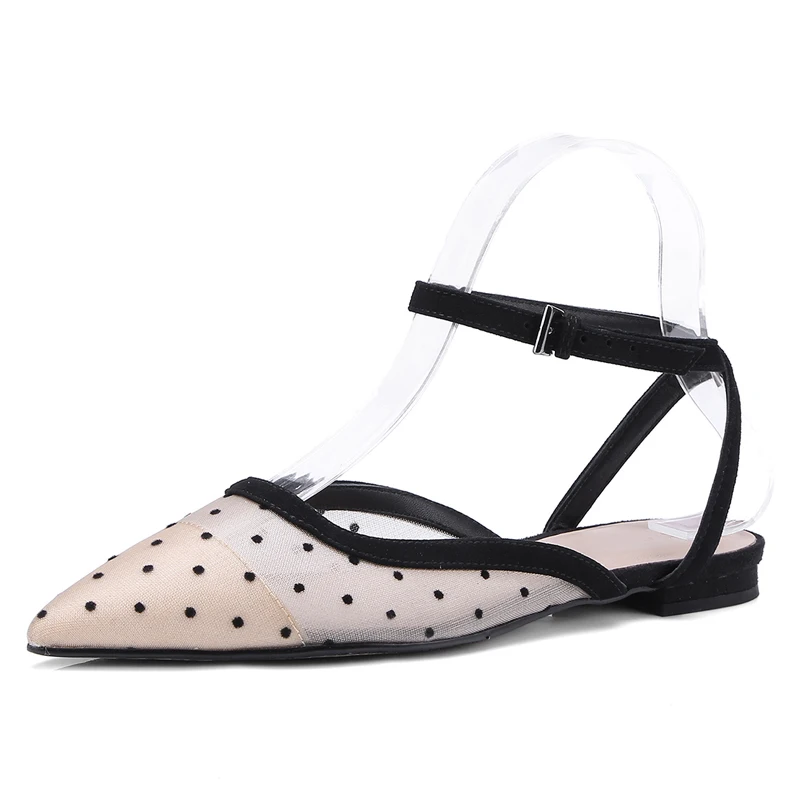 

Embroidered Lace Women Sandals Summer Style Flats Sexy Pointed-toe Buckle Shoes Leather Party Sandal Box Packing TX1158