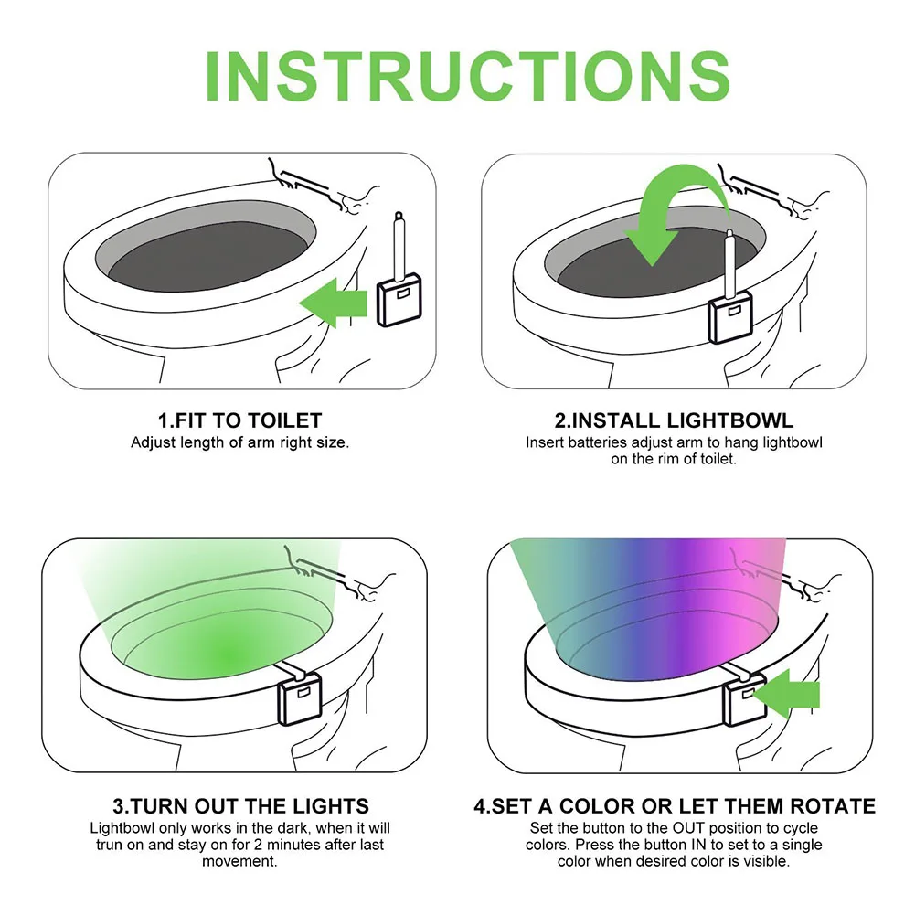 Coquimbo уф стерилизация подсветка для унитаза RGB PIR датчик движения туалетный светильник на батарейках для ванной ночной Светильник