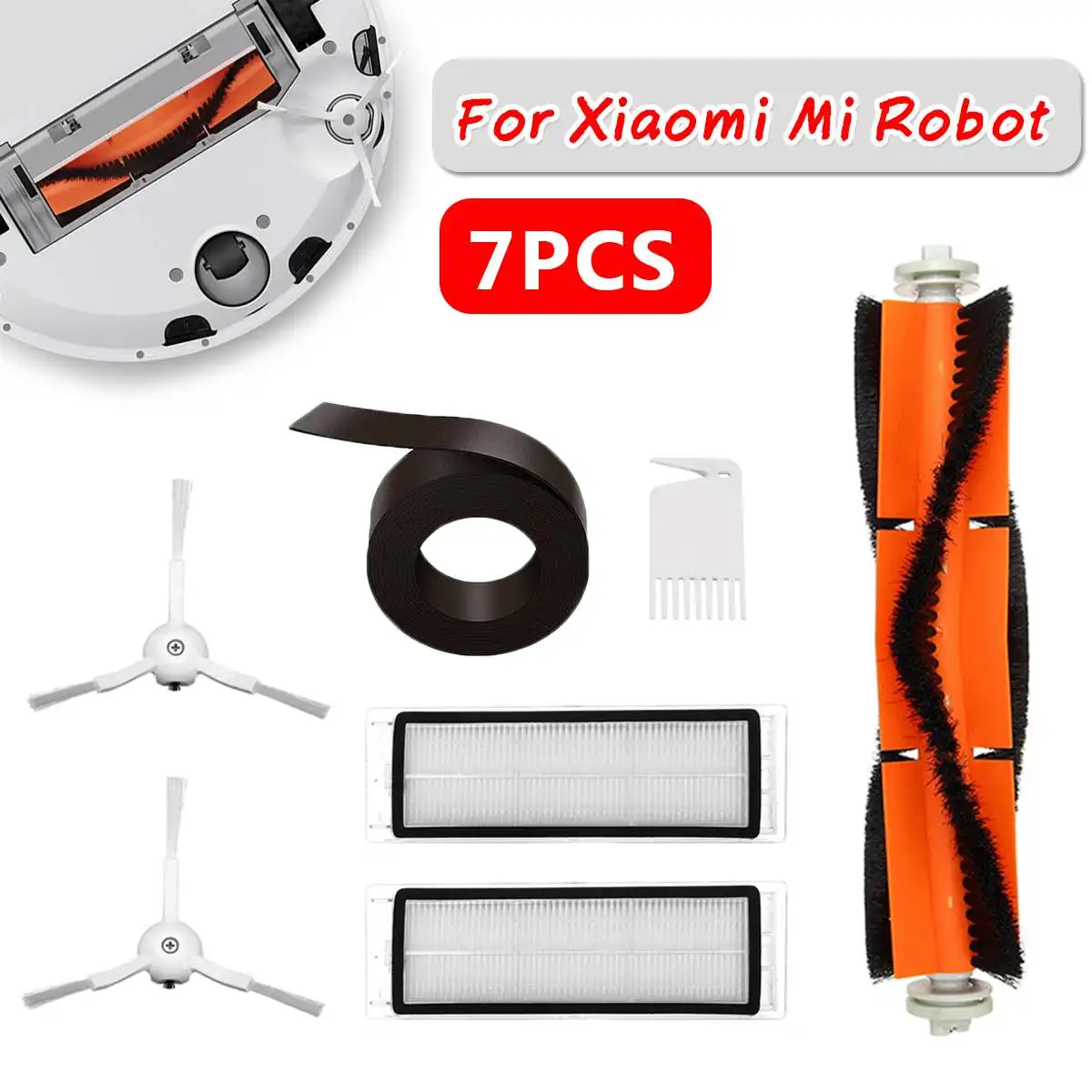 

Vacuum Spare Parts Kit For XIAOMI Robot Vacuum Cleaner HEPA Filter Roller Brush Cleaning Mops Tool Side Brush 2M Magnetic Strip