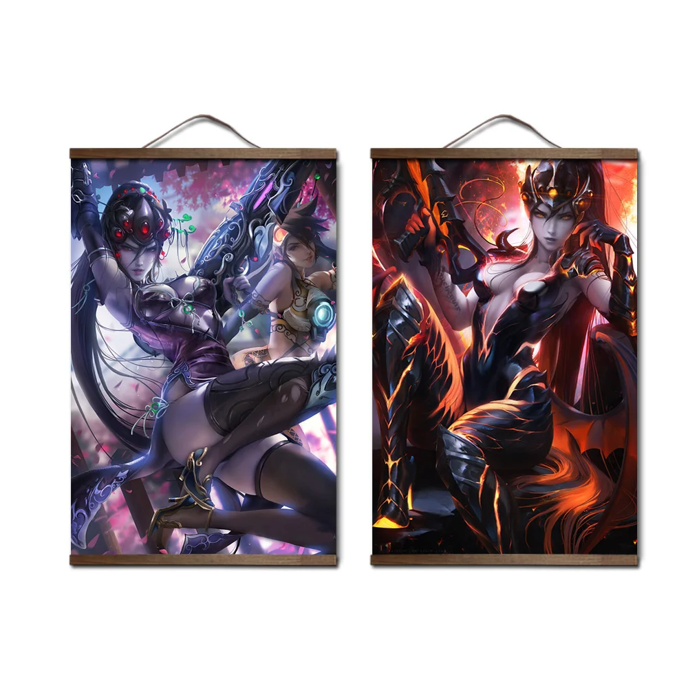 

Overwatchs Widowmaker poster canvas HD decoration ganme painting for living room with solid wood hanging scroll frame