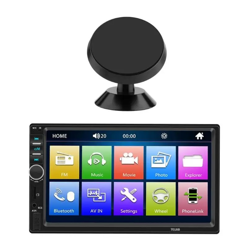

7018B 7" 2 Din Touch Screen Car MP5 Player Auto Multimidia Video Player w/ 360 Rotation Magnet Phone Holder Support Mirror Link